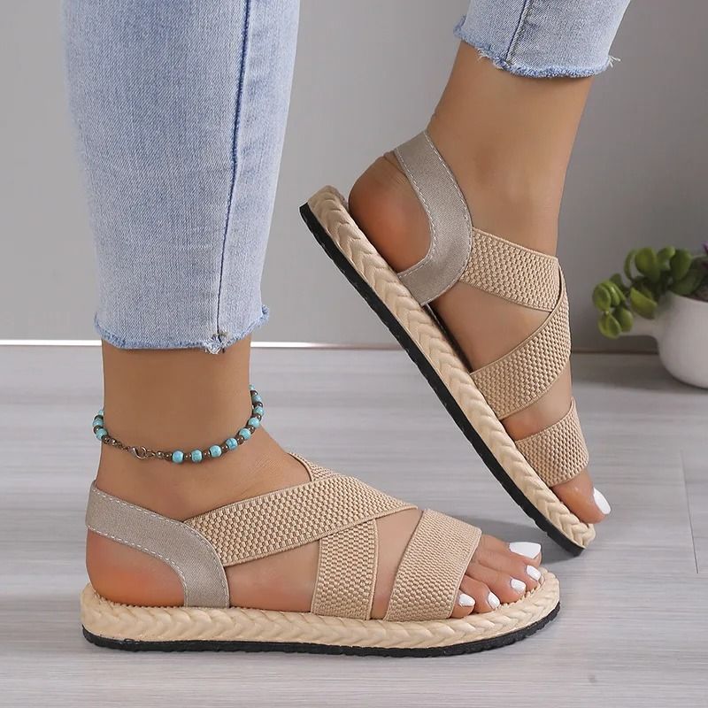 Comfort Fit Black Lace-Up Flat Sandals for Women
