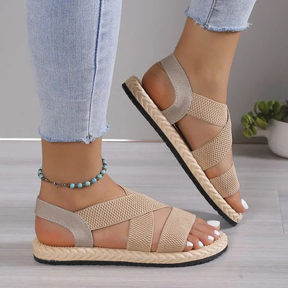 Comfort Fit Black Lace-Up Flat Sandals for Women