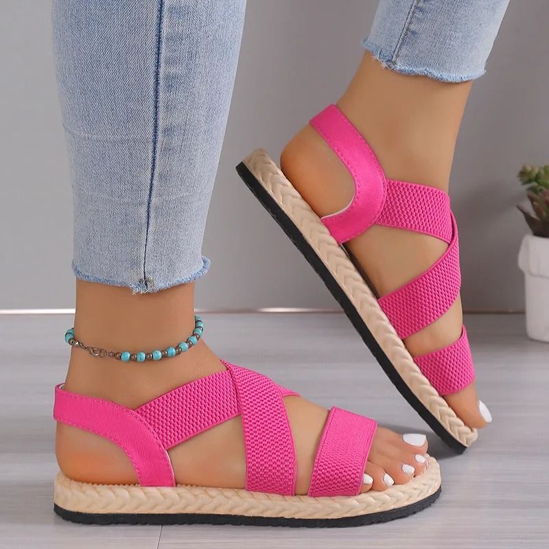 Comfort Fit Black LaceUp Flat Sandals For Women 12