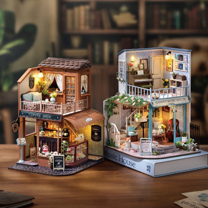 Mini House Bookshelf Dollhouse Kit DIY 3D Puzzle Assembly Building Model Handmade For Teens And Adu 3