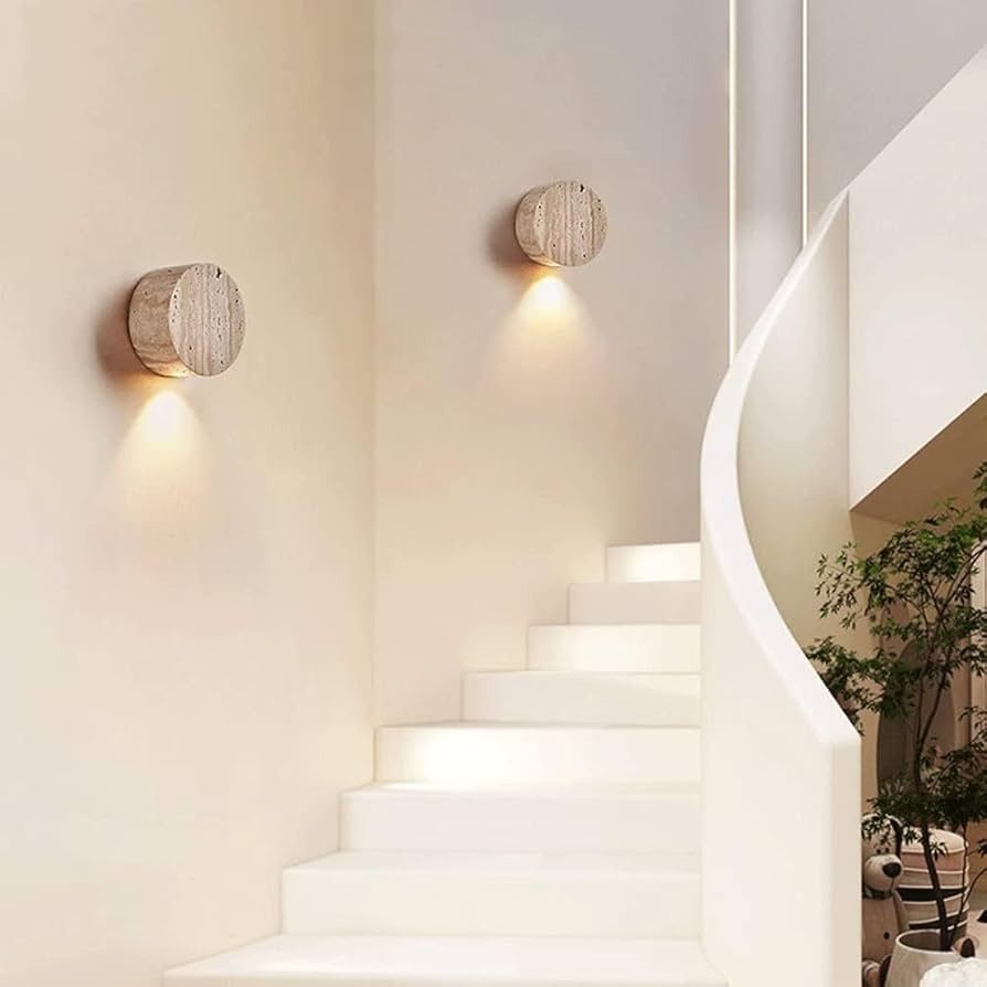 Natural Yellow Travertine LED Wall Lamp WabiSabi Bedroom Light For Bedside Living Room Hallway  Sta 1