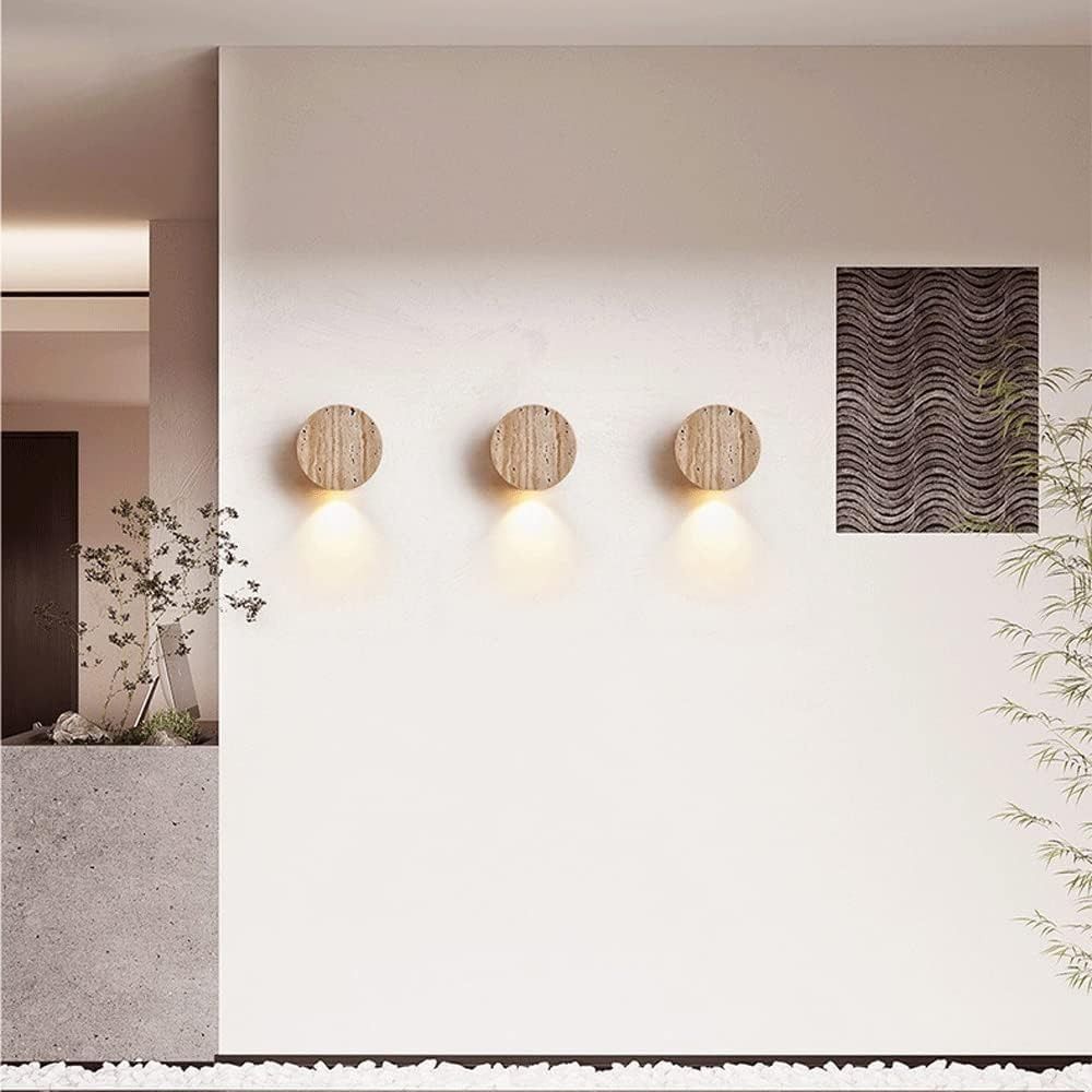 Natural Yellow Travertine LED Wall Lamp WabiSabi Bedroom Light For Bedside Living Room Hallway  Sta 2