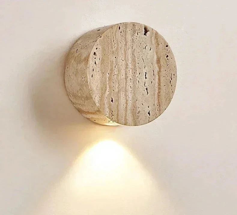 Natural Yellow Travertine LED Wall Lamp WabiSabi Bedroom Light For Bedside Living Room Hallway  Sta 3