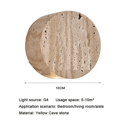 Natural Yellow Travertine LED Wall Lamp WabiSabi Bedroom Light For Bedside Living Room Hallway  Sta 4