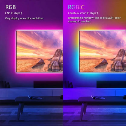 Smart Ambient TV LED Backlight with 4K HDMI Sync Box, WS2812B RGBIC Strip Kit for 24-34" PC, PS4, Xbox