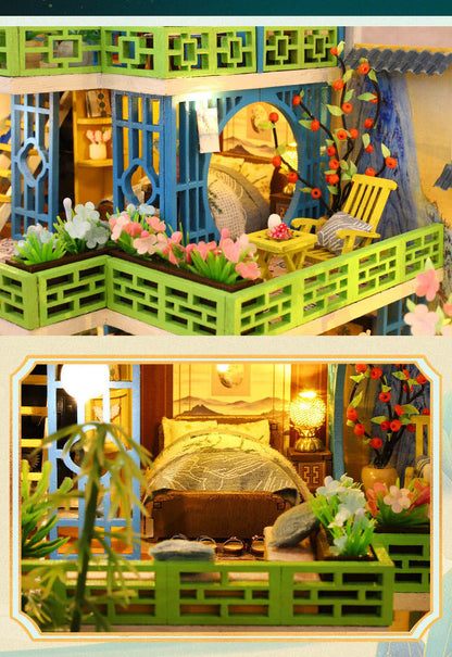 DIY Wooden Dollhouse With Furniture And Light Casa Miniature Doll House Kit Chinese Style Villa Mod 4