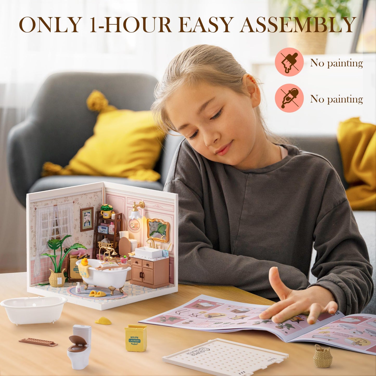 DIY Miniature House Kit, Creative Dollhouse Model Building Kit, Birthday Gifts for Adults and Kids, Fun Craft Kit
