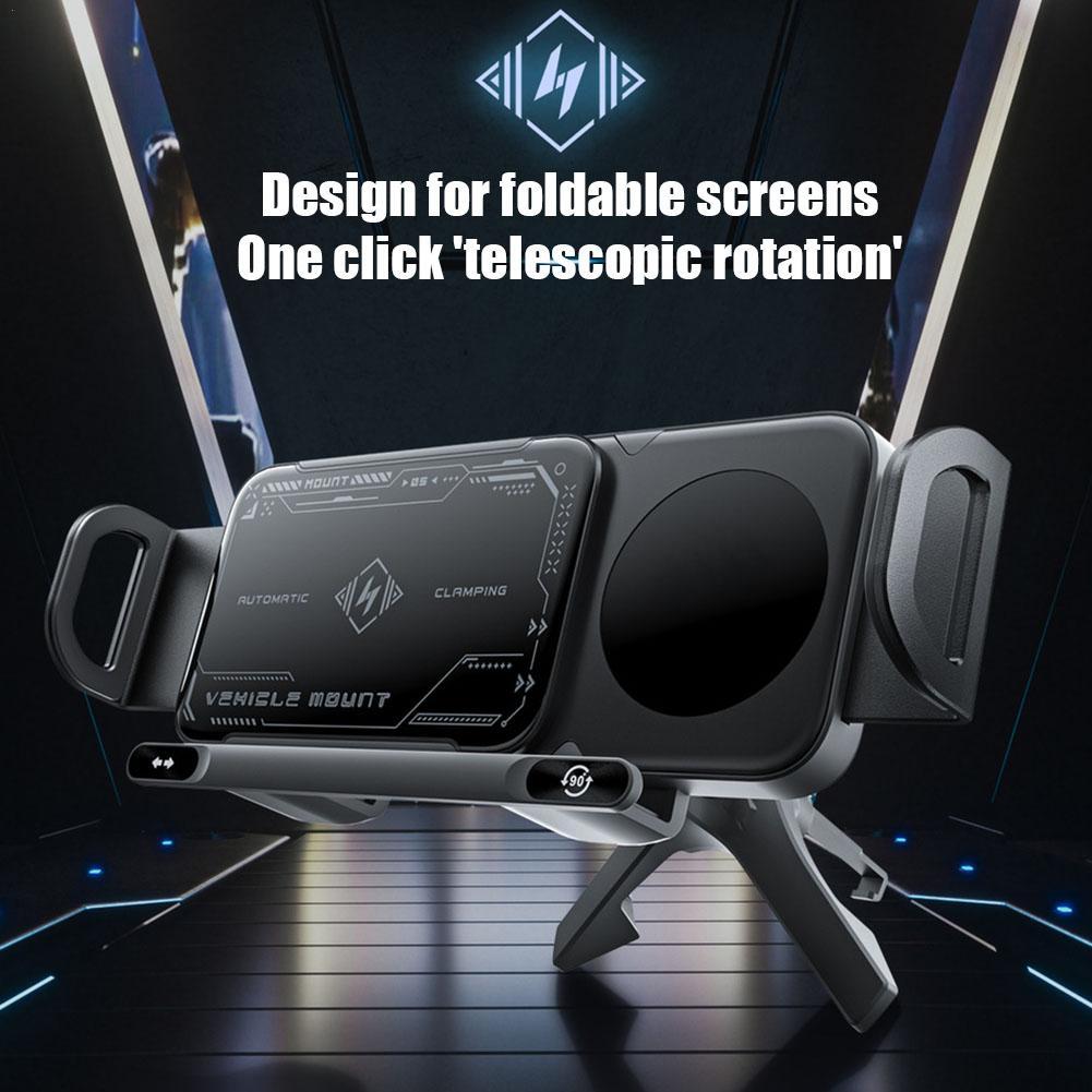 Wireless Charging Stand & Rotating Phone Holder for Samsung, Automatic Horizontal Screen Bracket, Smart Mobile