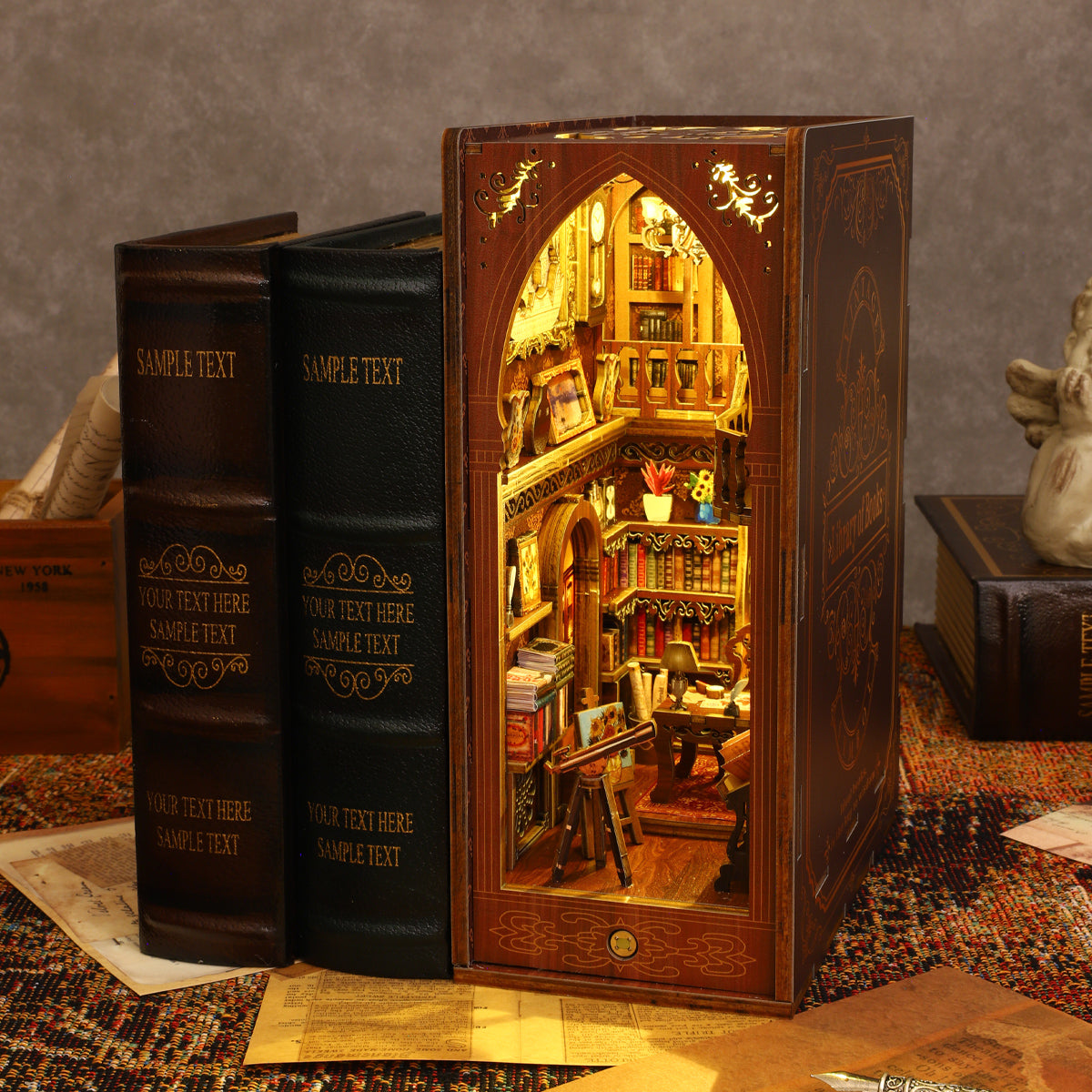 Miniature DIY Doll House Booknook 3D Wooden Puzzle Model For Bookshelf Doll Houses For Adults Teen  2