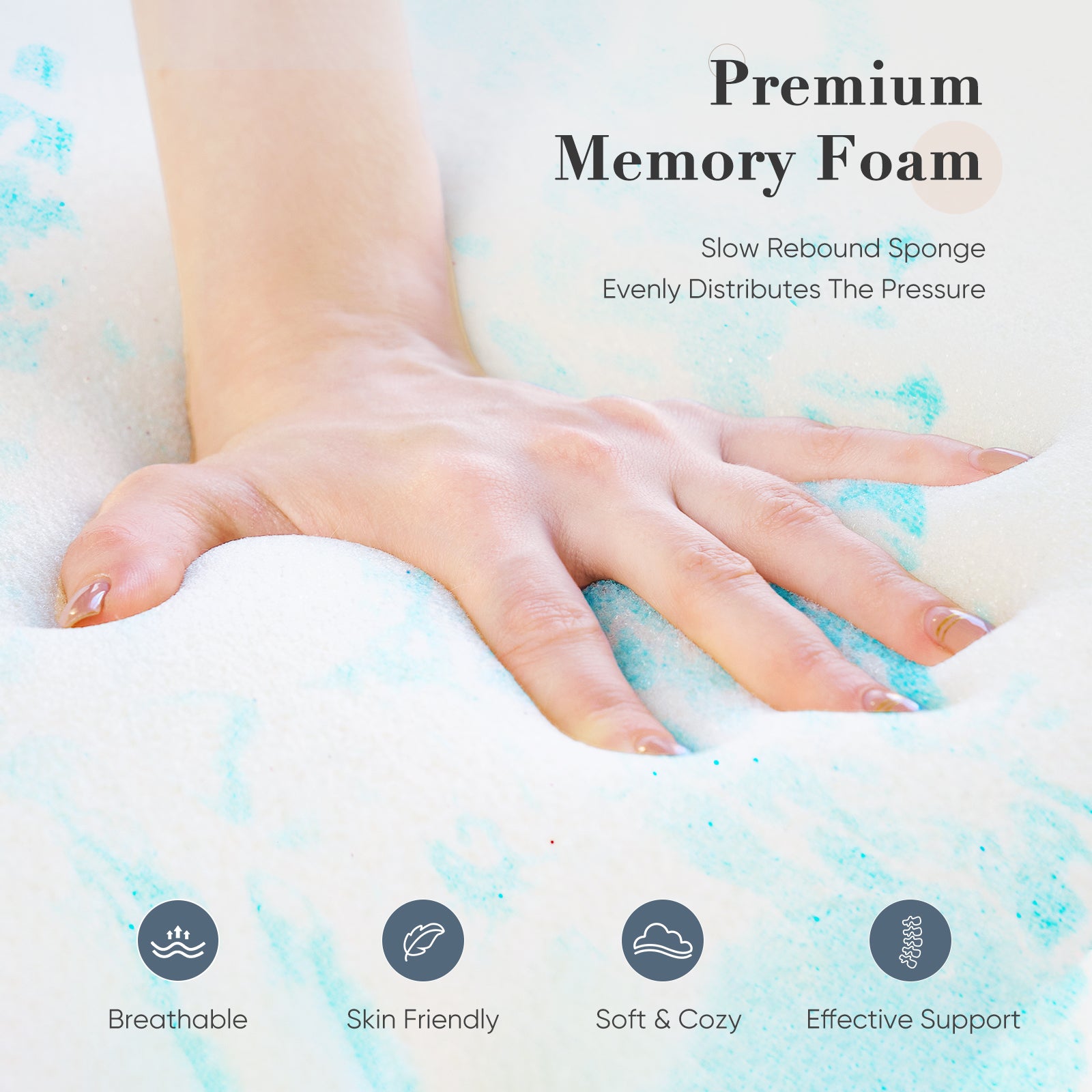JHK 23 Inch Gel Memory Foam Mattress Topper Full Size Cooling Breathable Bed Topper For Soft Suppor 4