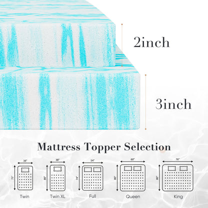 JHK 23 Inch Gel Memory Foam Mattress Topper Full Size Cooling Breathable Bed Topper For Soft Suppor 7