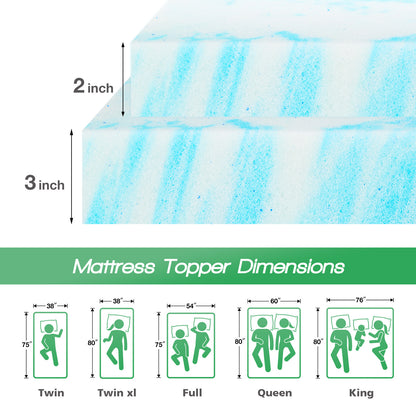 JHK 23 Inch Gel Memory Foam Mattress Topper Full Size Cooling Breathable Bed Topper For Soft Suppor 5