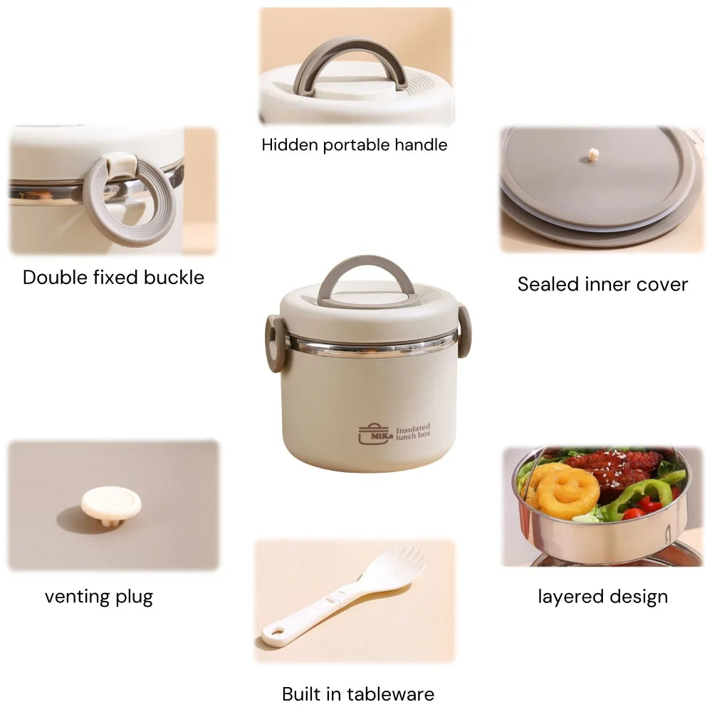 Stainless Steel Lunchbox, Portable Insulated Food Container, Bento Lunch Box, Hot Food Thermos Storage