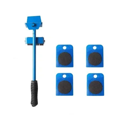 5Pcs/set Professional Furniture Mover Tool Set, Heavy Duty Moving Roller with Lifting Bar, Wheels for Effortless