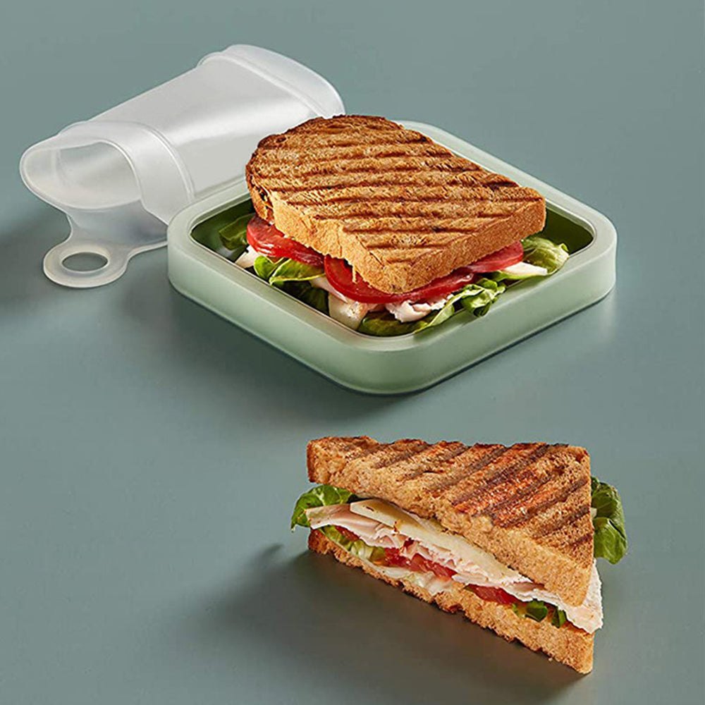 Silicone Sandwich Toast Box Portable, Bento Box With Handle, Food Container, Student Office Snack Lunch Box