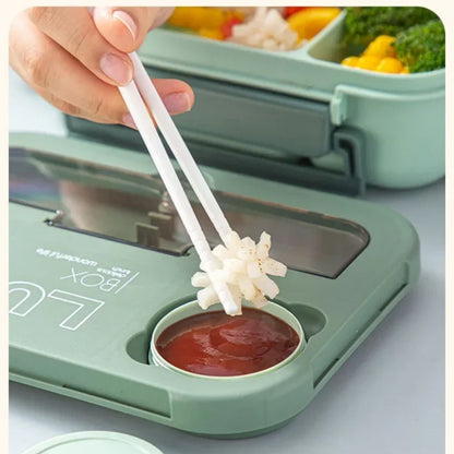 Compartment Lunch Box for Kids Students Office, Portable Bento Box With Fork and Spoon, Microwave Safe Food Storage