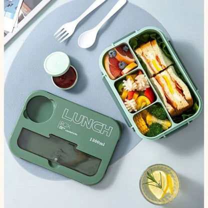 Compartment Lunch Box for Kids Students Office, Portable Bento Box With Fork and Spoon, Microwave Safe Food Storage