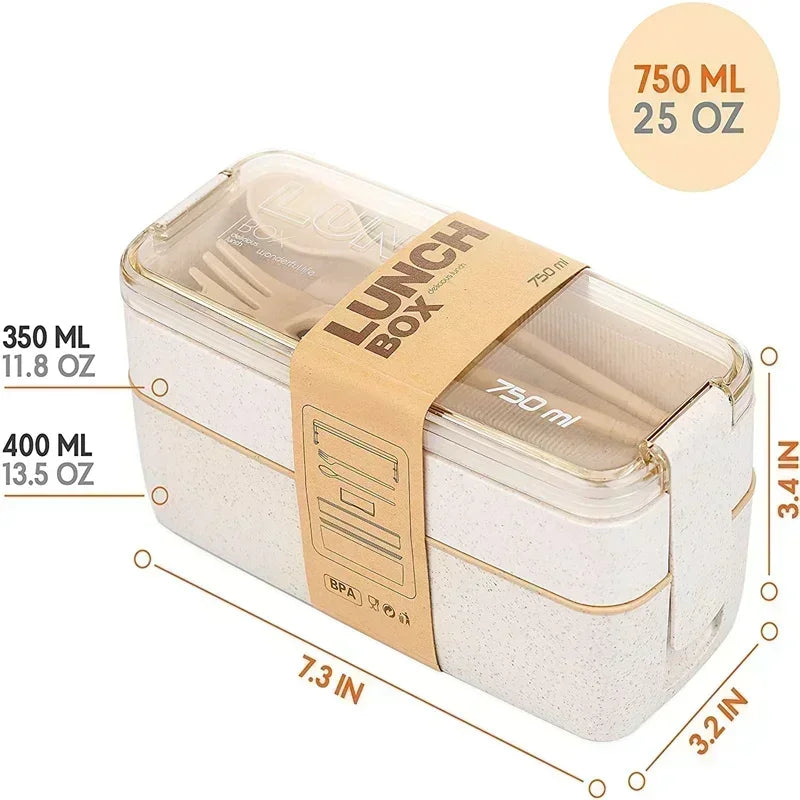 Cute Kids Bento Box Containers, Leakproof Lunch for Kids with Chopsticks, Dishwasher Safe, Microwave Lunch Box