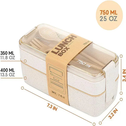 Cute Kids Bento Box Containers, Leakproof Lunch for Kids with Chopsticks, Dishwasher Safe, Microwave Lunch Box