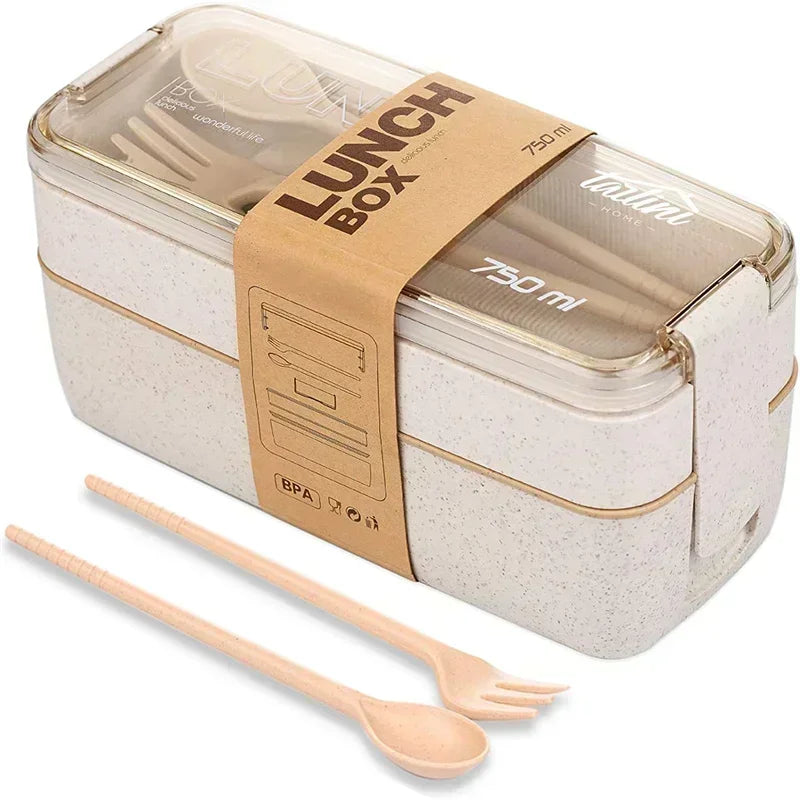 Cute Kids Bento Box Containers, Leakproof Lunch for Kids with Chopsticks, Dishwasher Safe, Microwave Lunch Box