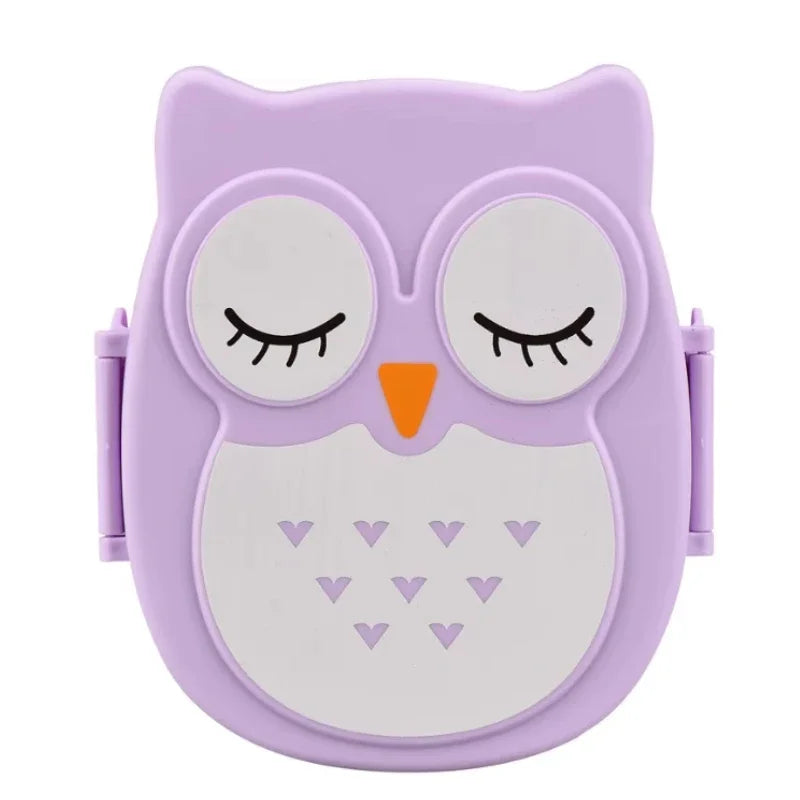Cute Owl Bento Box for Kids, Portable Lunch Box with Compartments, Cartoon Food Container for School or Office