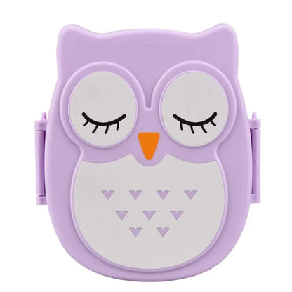 Cute Owl Bento Box for Kids, Portable Lunch Box with Compartments, Cartoon Food Container for School or Office