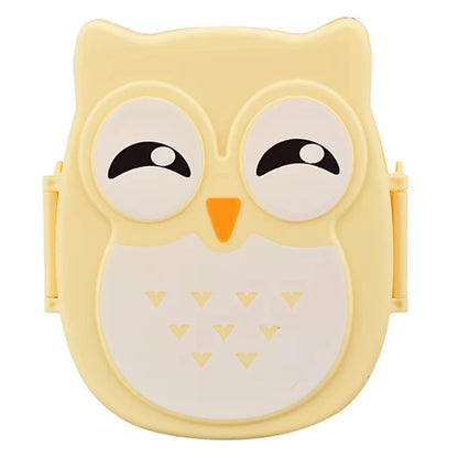 Cute Owl Bento Box for Kids, Portable Lunch Box with Compartments, Cartoon Food Container for School or Office