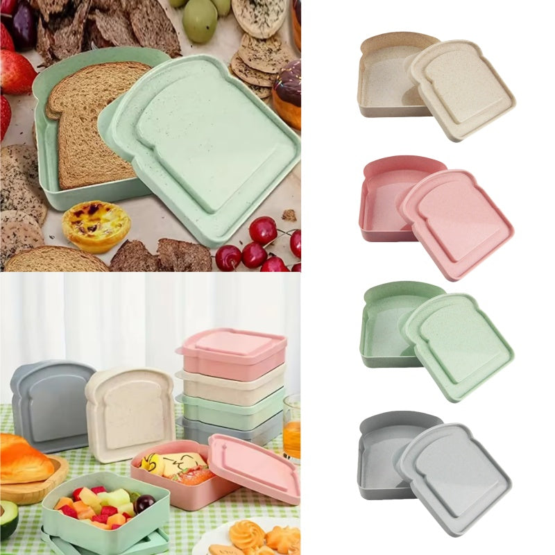 Eco-Friendly Lunch Box with Lid, Reusable Sandwich Containers, Food Storage Box for School Picnic Office