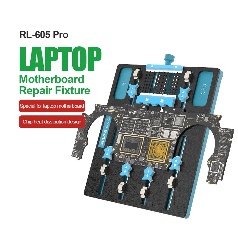 RL-605 Pro Motherboard Repair Station: 360° Rotating Fixture for Laptop Chip Removal, BGA Soldering & Glue Fixing