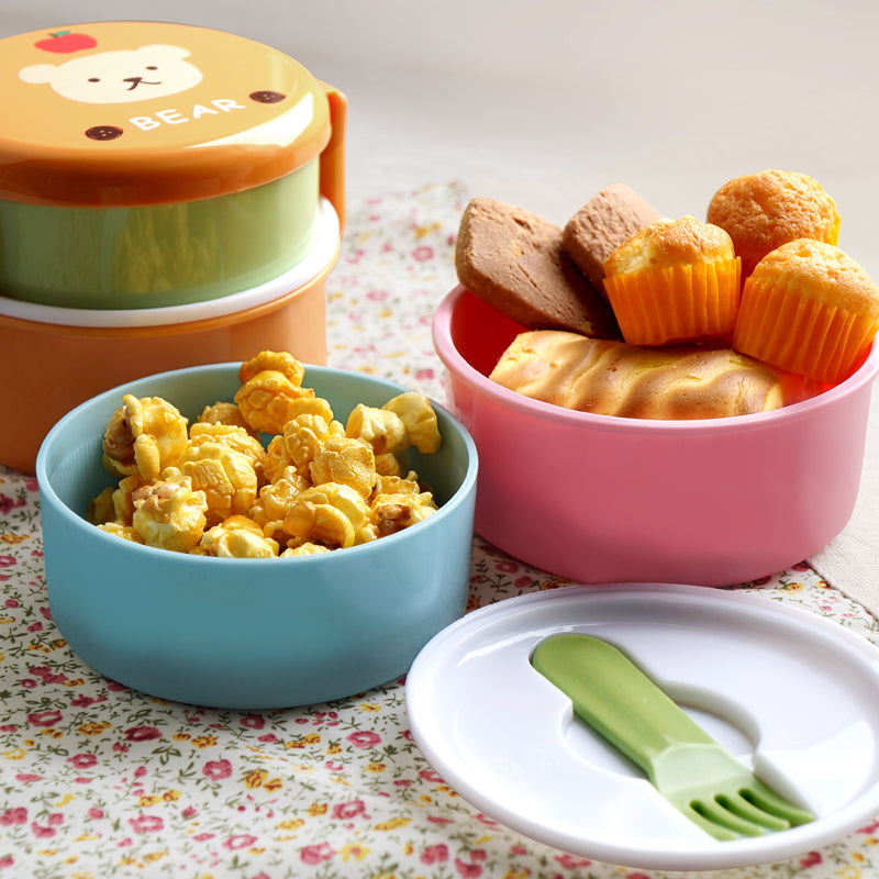 Japanese Cute Animal Lunch Box, Double-layer Mini Bento Box for Kids, Microwave Safe Children's Snack Box