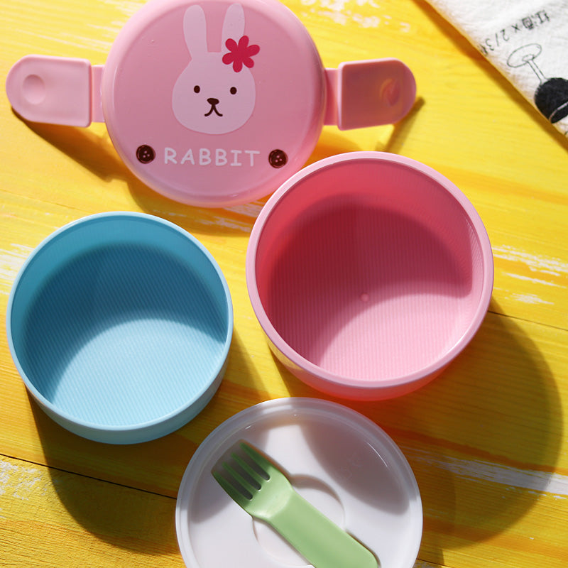 Japanese Cute Animal Lunch Box, Double-layer Mini Bento Box for Kids, Microwave Safe Children's Snack Box