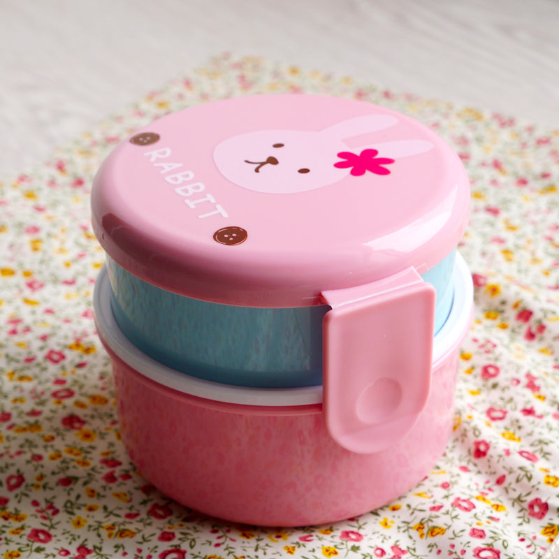 Japanese Cute Animal Lunch Box, Double-layer Mini Bento Box for Kids, Microwave Safe Children's Snack Box