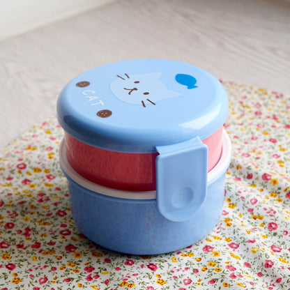 Japanese Cute Animal Lunch Box, Double-layer Mini Bento Box for Kids, Microwave Safe Children's Snack Box