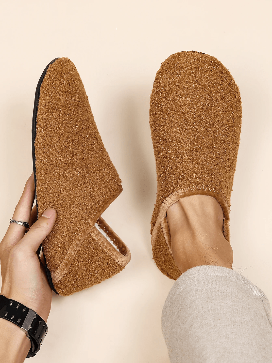 CozyStep Indoor Cotton Slippers For Men Soft Fleece Non Slip Lightweight House Shoes 3