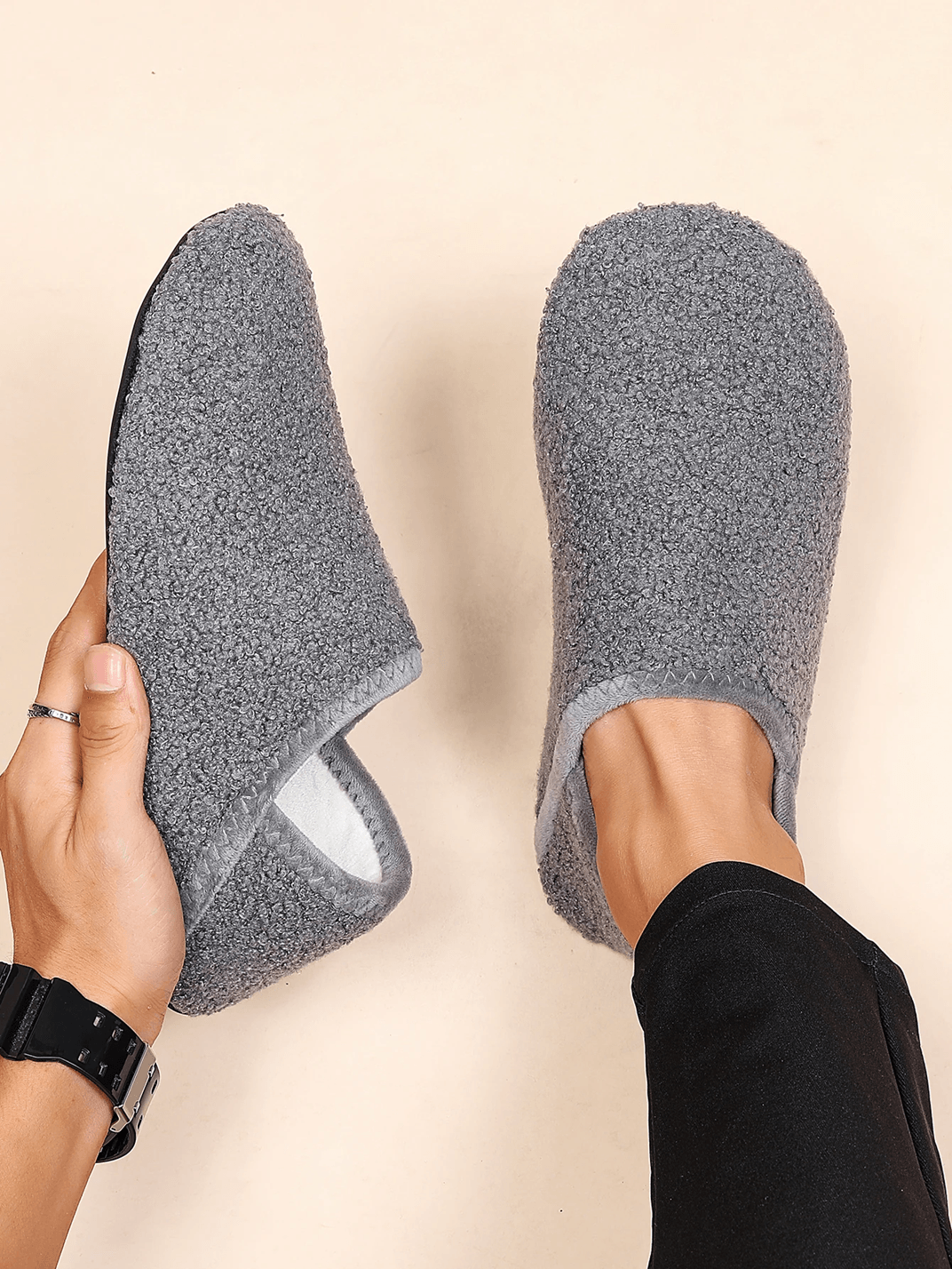 CozyStep Indoor Cotton Slippers For Men Soft Fleece Non Slip Lightweight House Shoes 5