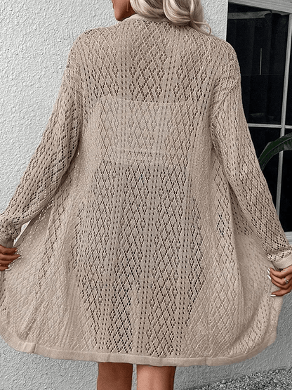 Elegant Hollow Knit V Neck Sweater Womens Lightweight Cardigan Top 1
