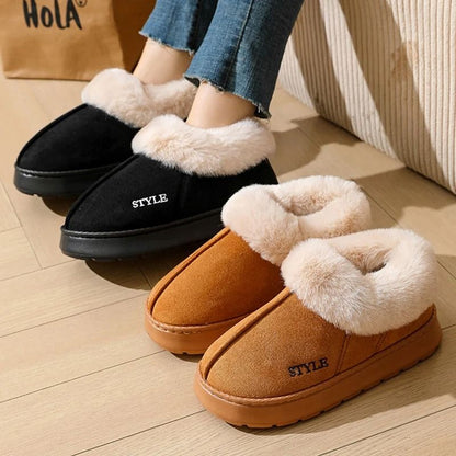 Anti Slip Plush Platform Winter Boots Warm Faux Suede Cotton Padded