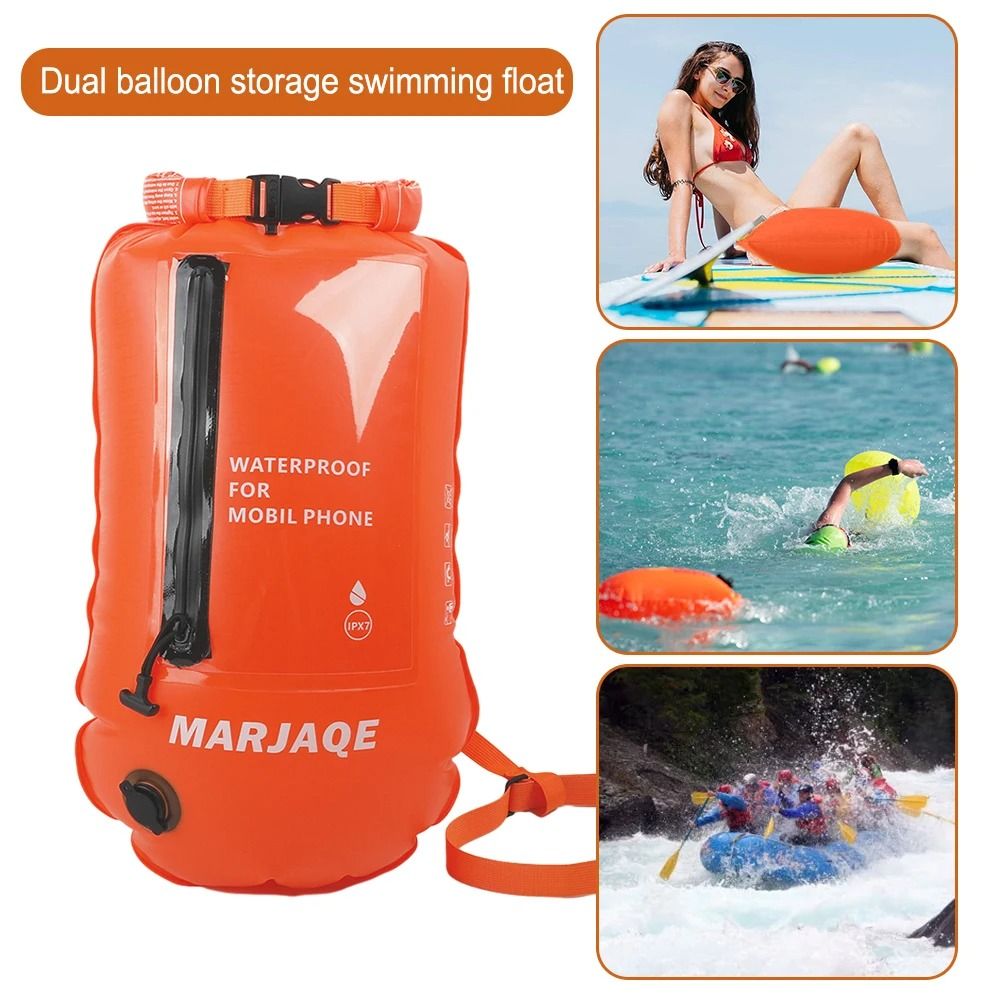 Inflatable Tow Float Dry Bag with Waist Strap for Open Water Sports