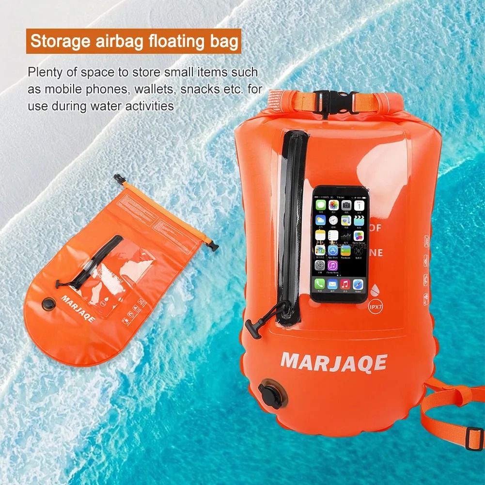 Inflatable Tow Float Dry Bag With Waist Strap For Open Water Sports 1