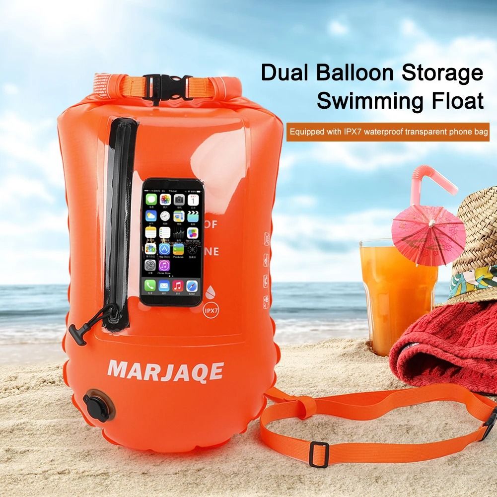Inflatable Tow Float Dry Bag With Waist Strap For Open Water Sports 2