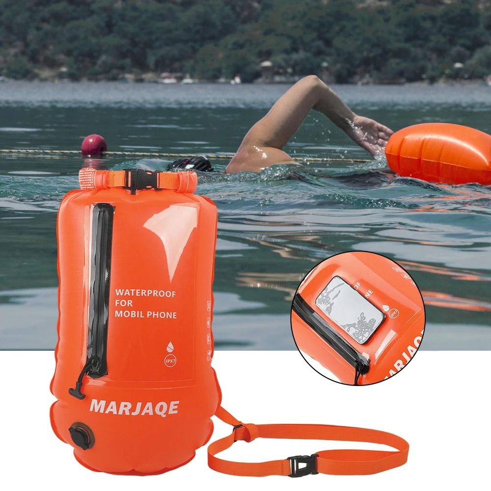 Inflatable Tow Float Dry Bag With Waist Strap For Open Water Sports 3