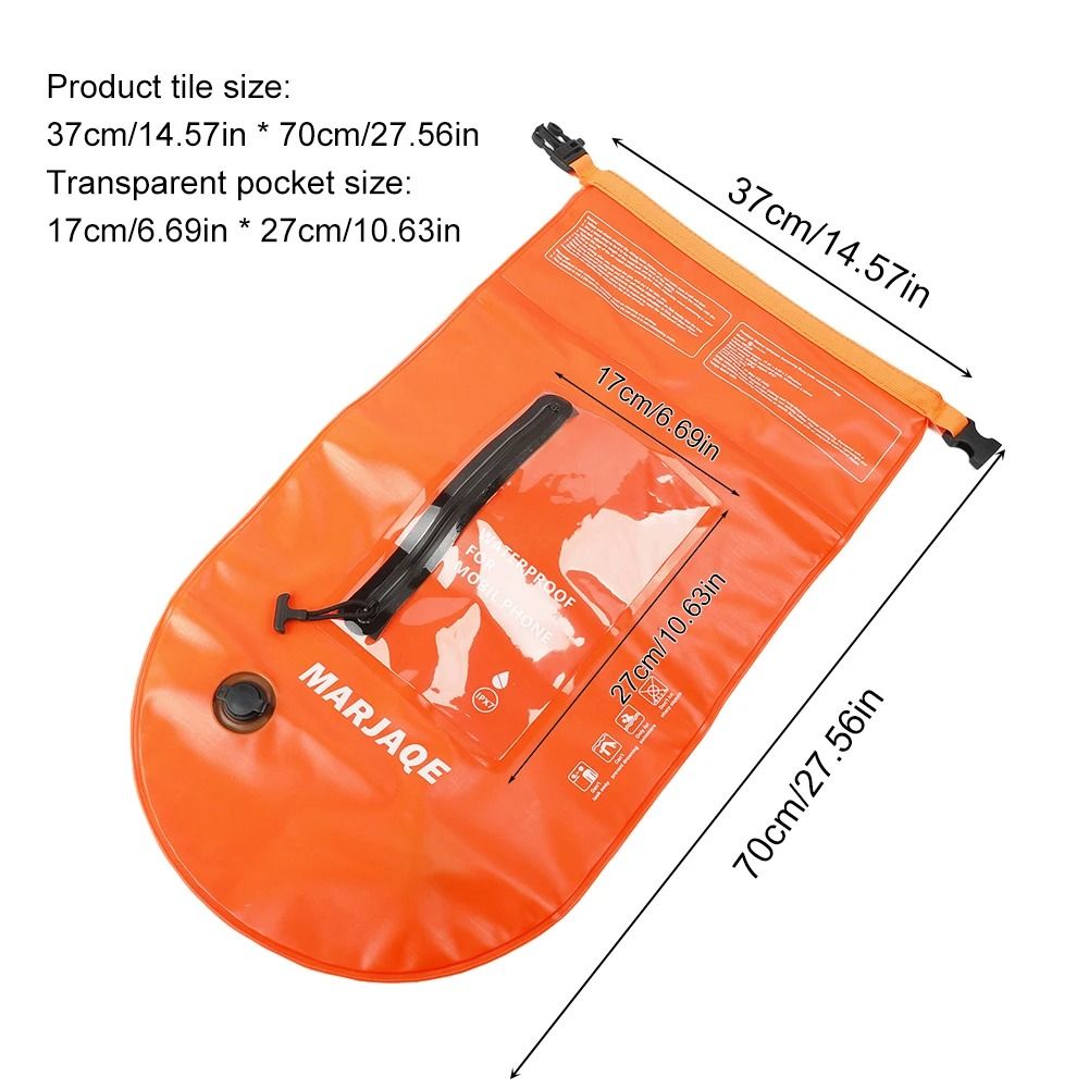 Inflatable Tow Float Dry Bag With Waist Strap For Open Water Sports 5