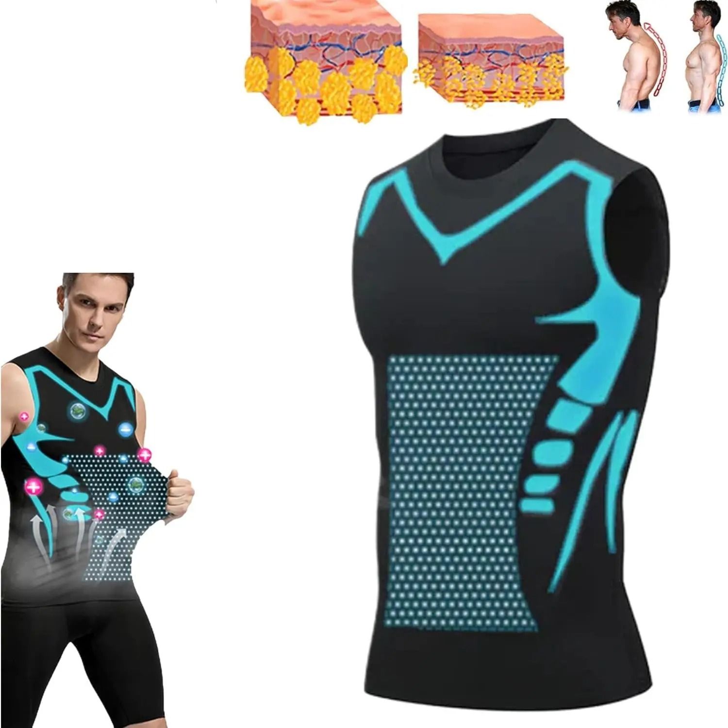 Mens Shapewear Compression Vest Body Shaper Sleeveless Tank