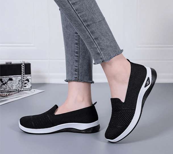 Breathable Wedge Heel Loafers For Women Slip On Knitted Walking Shoes 1
