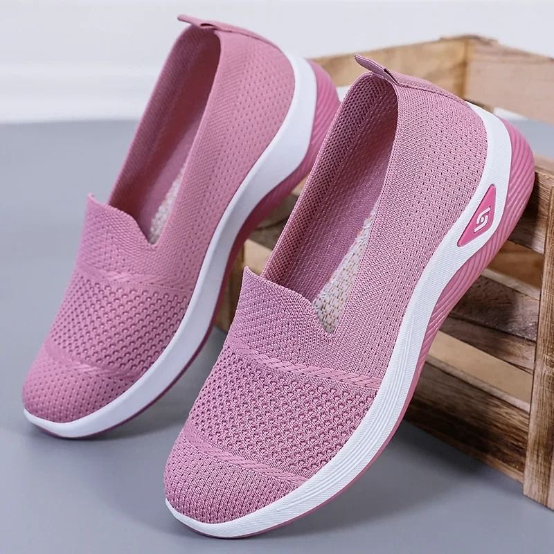 Womens Breathable Wedge Heel Slip On Walking Loafers 5