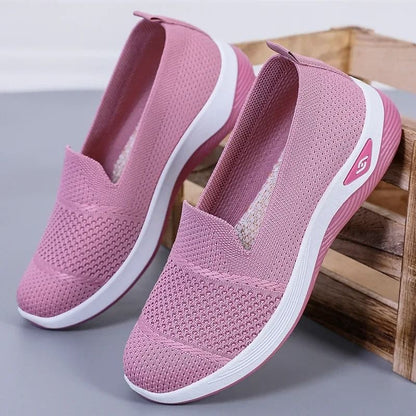 Womens Breathable Wedge Heel Slip On Walking Loafers 5