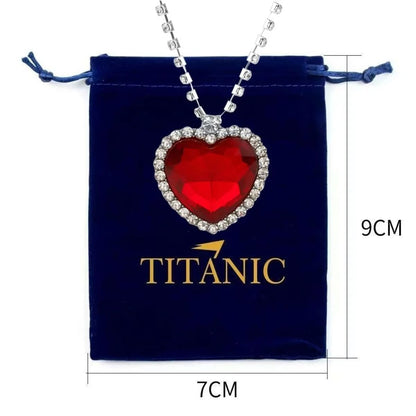 Ocean Heart Pendant Necklace With Velvet Pouch 3