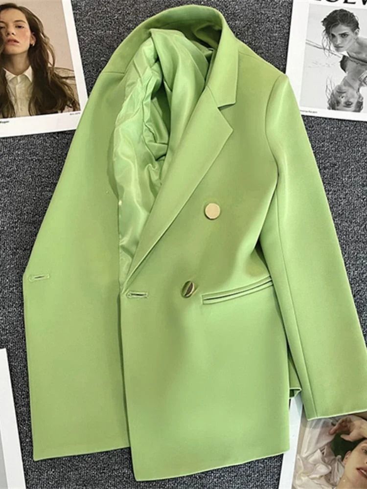 Womens Double Breasted Blazer Elegant Spring Autumn Coat 6