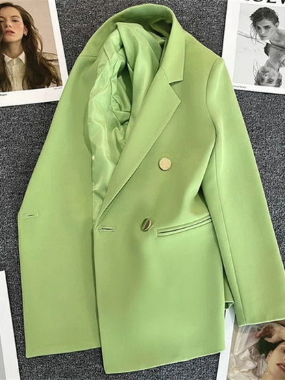Womens Double Breasted Blazer Elegant Spring Autumn Coat 6