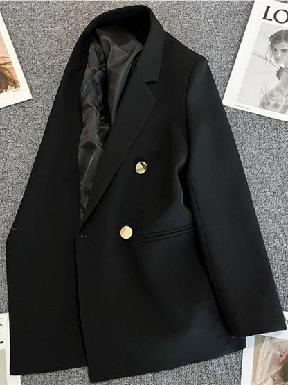 Womens Double Breasted Blazer Elegant Spring Autumn Coat 8